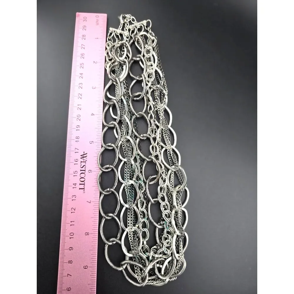 Chunky Multi Strand Necklace 8 Chains Mixed Links 20